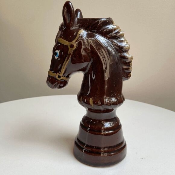 Vtg Horse Table Lighter Figurine Brown Handpainted Blue Eyes Made in Japan 7" - Picture 9 of 12